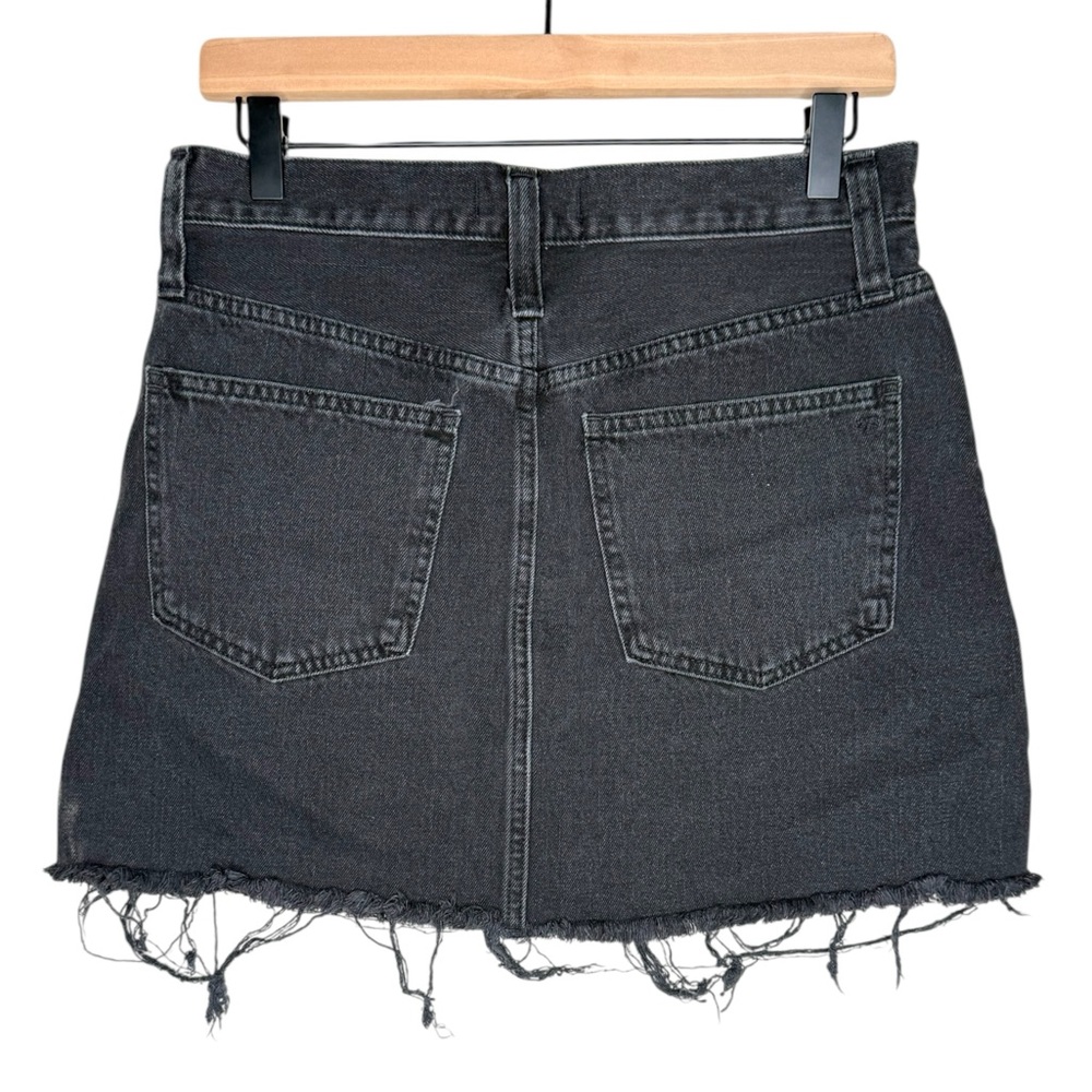 Madewell Rigid Denim A-Line Distressed‎ Black Mini Skirt- Size 28 - Picture 2 of 7